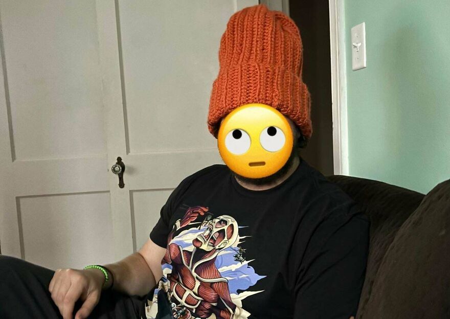 Spent Hours Over Days Crocheting This Beanie For My Boyfriend. I Was So Excited To Give It To Him. Guess I Got The Measurements Wrong 🤷🏻‍♀️