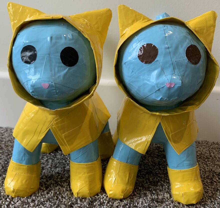 Need Some Help On My Duct Tape Rain Cats. Brown Eyes Or Black Eyes?