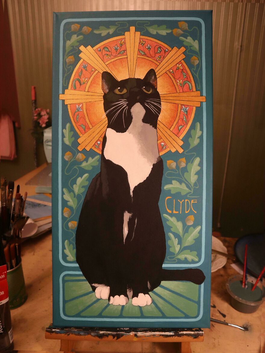 Acrylic Painting I Made Of My Friend's Late Cat. Rip Clyde