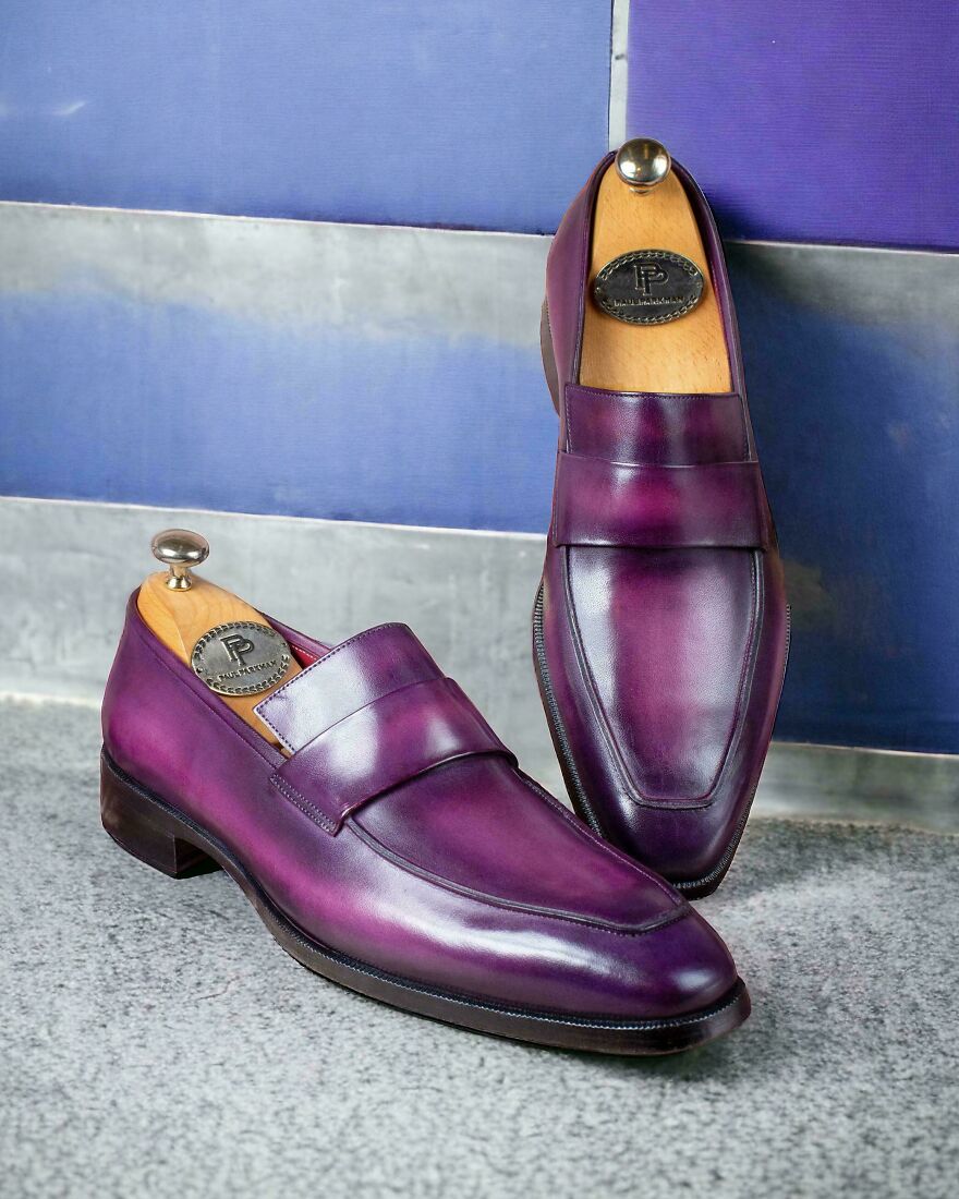 Men’s Purple Leather Loafers I Made For My Client