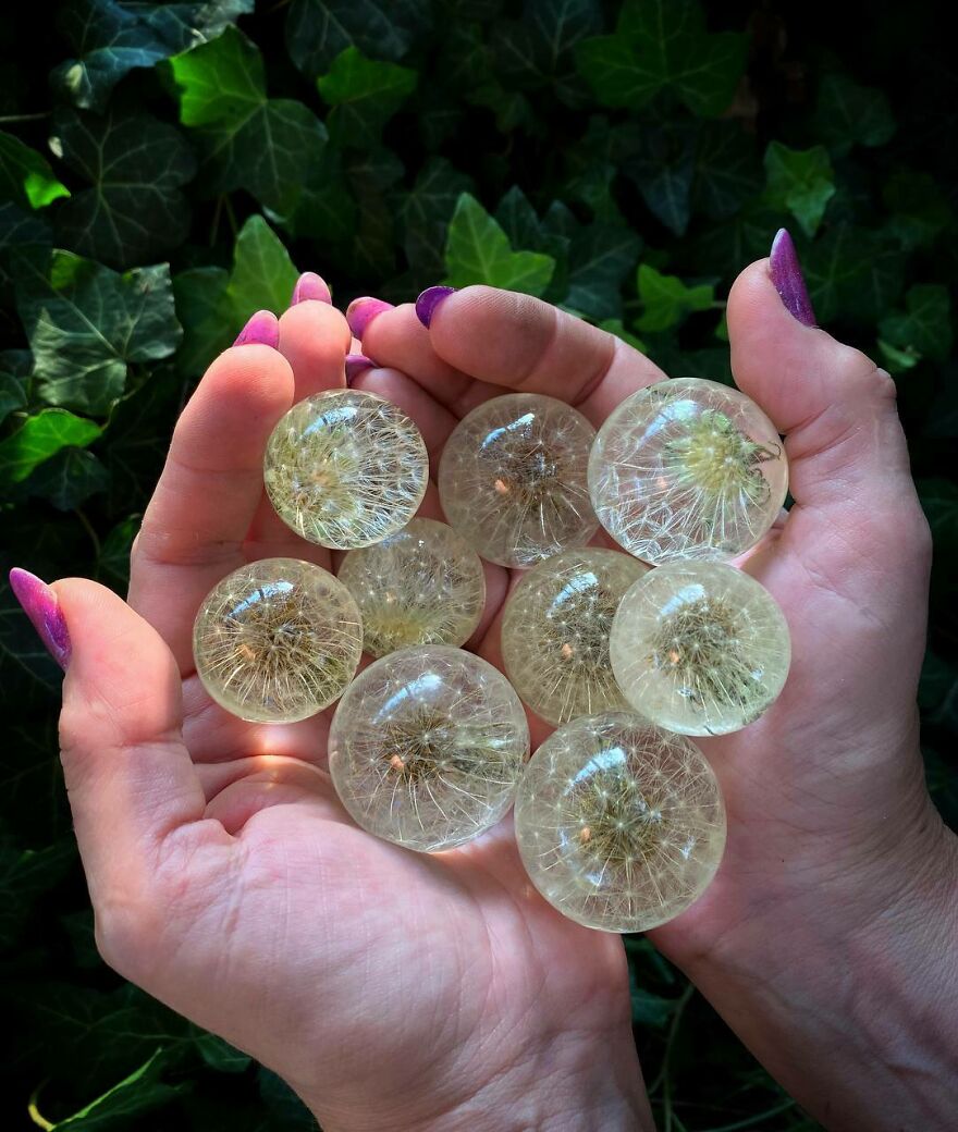 I Made A Lot Of Dandelion Spheres To Create Pendants