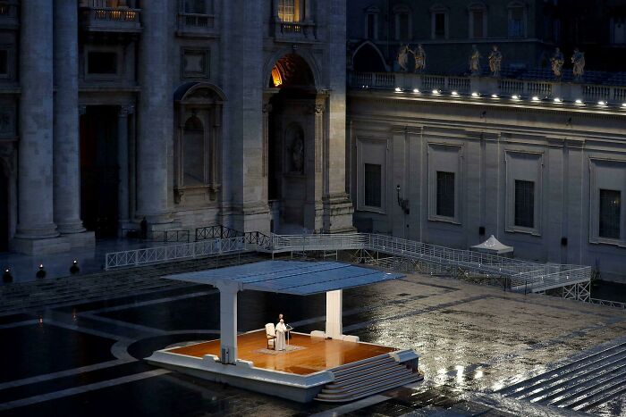 Pope Francis In An Empty St. Peter’s Square