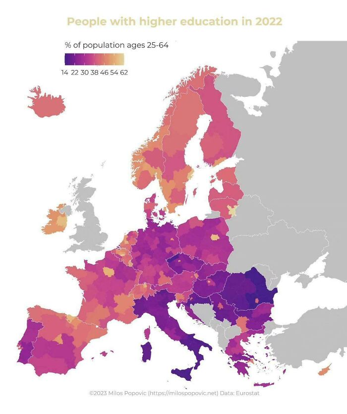 People With Higher Education In 2022 (Europe)