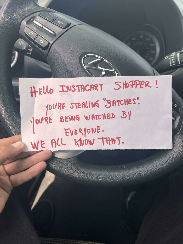 Note Left On My Car From Other Shoppers