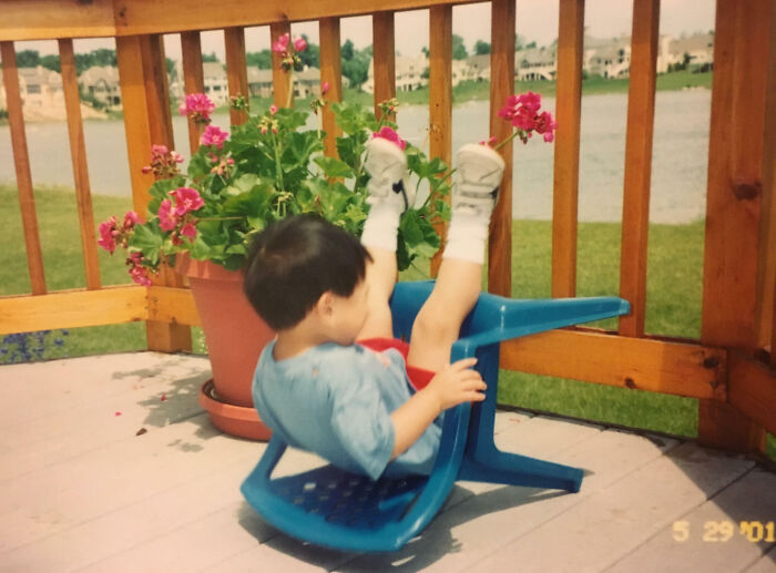 Old Photo Of My Brother Falling Off A Porch Chair