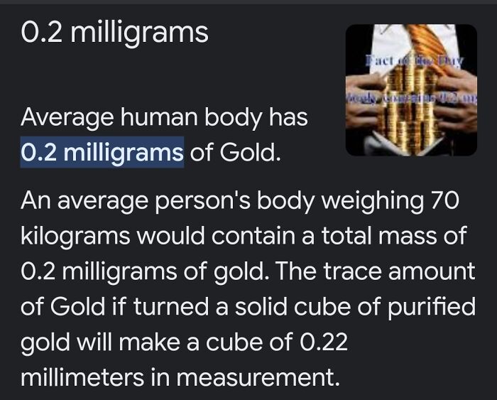 Does It Mean That If Somebody Somehow Separates 50000 Humans On Elements He/She Will Get 1g Of Pure Gold?