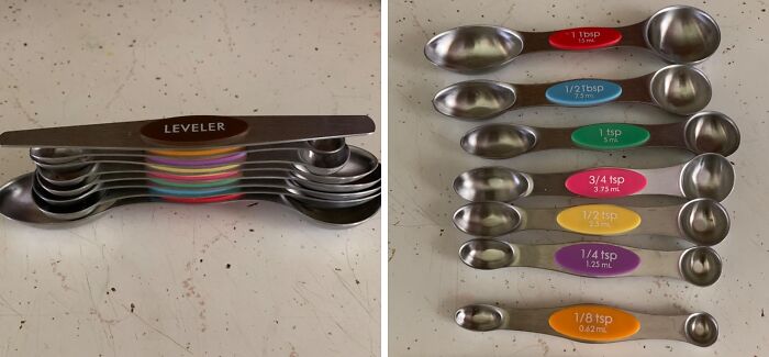 Experience Effortless Precision With YellRin Magnetic Measuring Spoons: A Set Of 8 Stainless Steel, Dual-Sided, Stackable Spoons For Measuring Dry And Liquid Ingredients With Ease