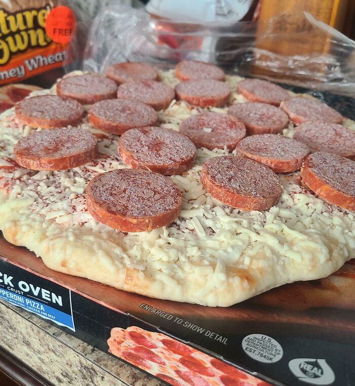My Frozen Pizza Came With Very Thick Pepperoni