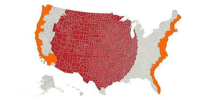 Las zonas rojas y las naranjas tienen la misma población