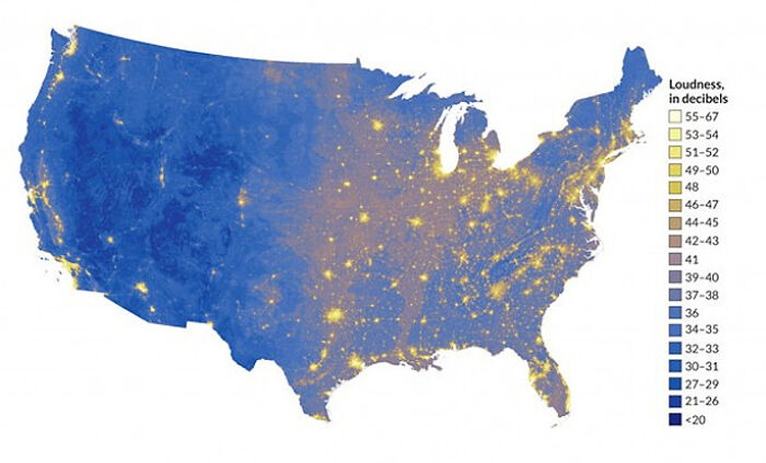 Las zonas más ruidosas y las más silenciosas de EEUU