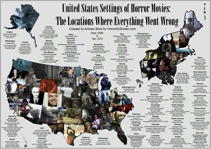 Here’s A US Map Showing Where Horror Movies Took Place (By Andrew Brick)