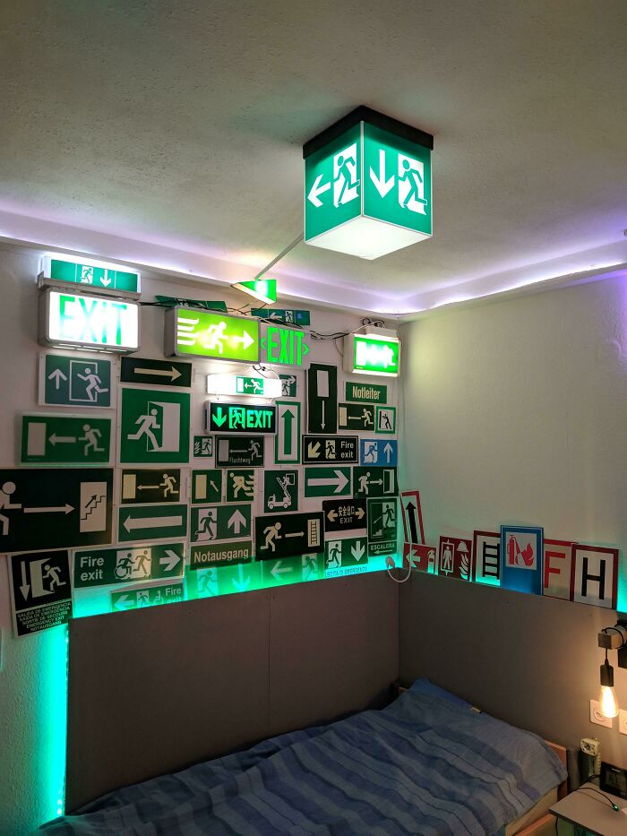 My Collection Of Exit Signs (And A Few Fire Safety Signs)