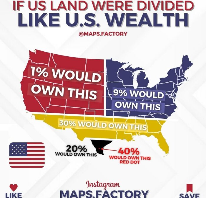 If US Land Were Divided Like Us Wealth