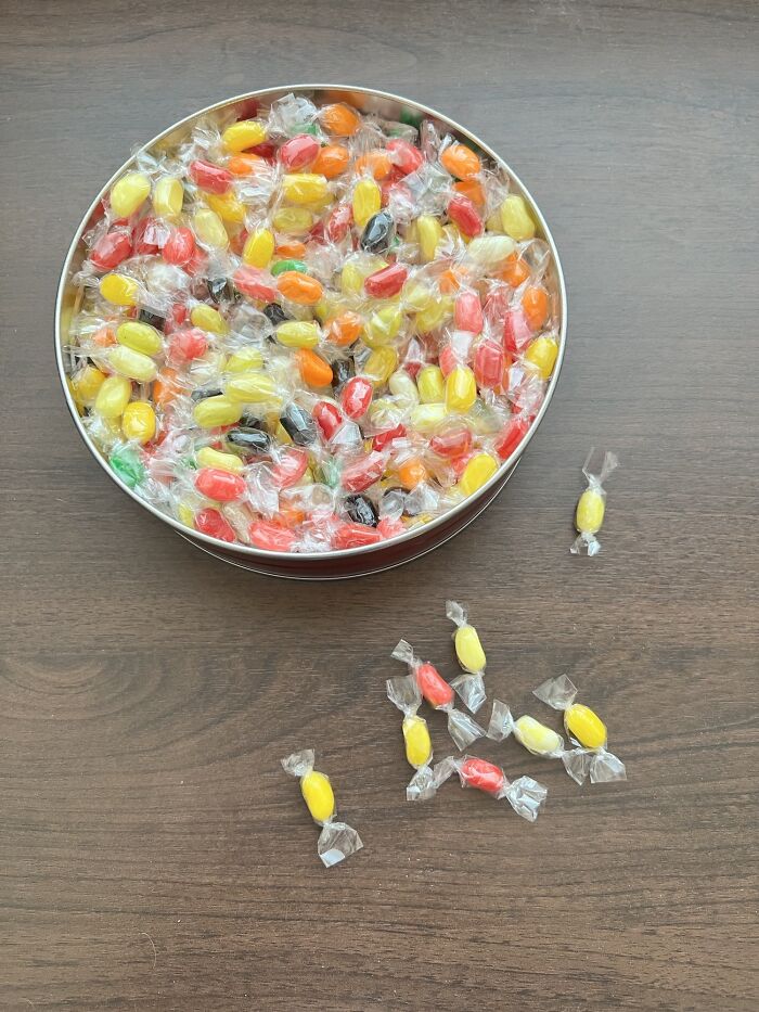 This Tin Of Individually Wrapped Assorted Jelly Beans I Got As A Gift