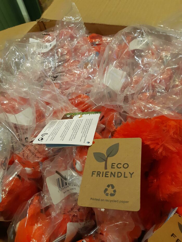 "Eco Friendly" Soft Toys All Individually Wrapped In Single Use Plastic