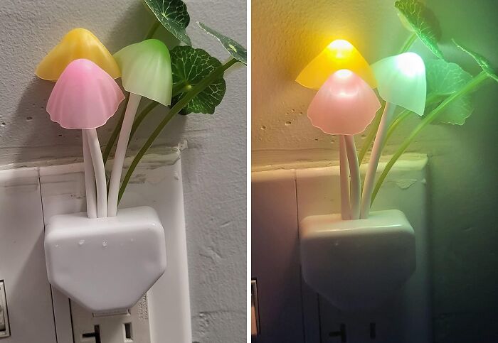 Illuminate Your Nights With Rienar Sensor LED Night Light: Experience Color Changing Magic With This Plug-In LED Mushroom Dream Bed Lamp!