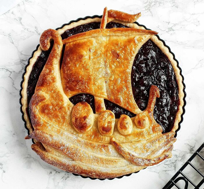 Here's A Viking Longboat Blueberry Pie. Happy Pi Day
