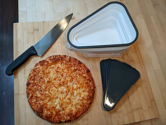 Keep Your Pizza Fresh With The Perfect Pizza Pack™: A Reusable Storage Container Equipped With 5 Microwavable Serving Trays!
