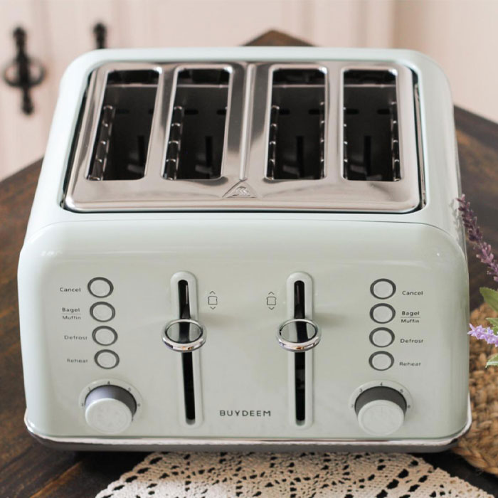 Elevate Your Breakfast Experience With The BUYDEEM DT640 4-Slice Toaster: Featuring A Retro Stainless Steel Design, Extra Wide Slots, High Lift Lever