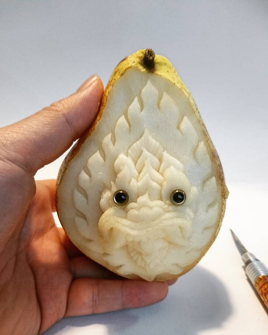 Gaku Carving, A Food Carving Artist, Changes Vegetables And Fruits Into Surprising Artworks (New Pics)