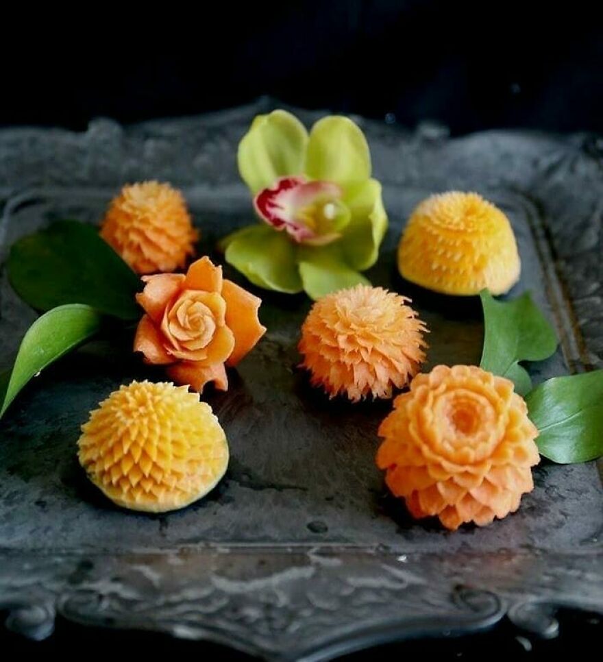 Gaku Carving, A Food Carving Artist, Changes Vegetables And Fruits Into Surprising Artworks (New Pics)
