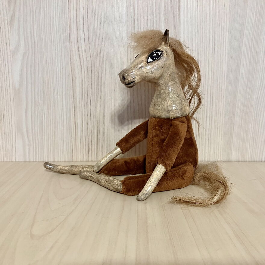 Poseable Art Doll Animal Horse Figurine - Ooak Boudoir Doll
