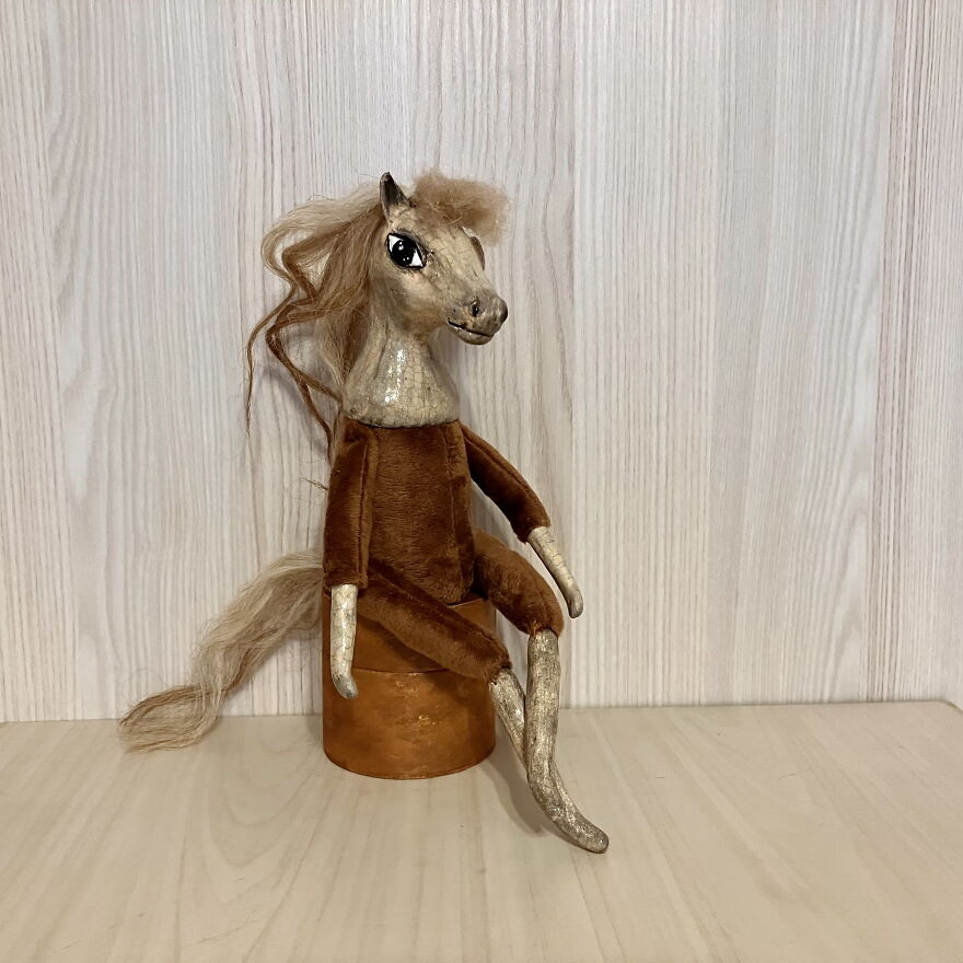 Poseable Art Doll Animal Horse Figurine - Ooak Boudoir Doll