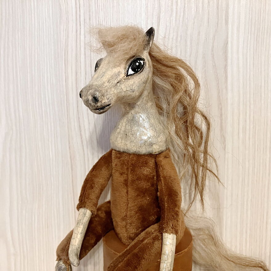 Poseable Art Doll Animal Horse Figurine - Ooak Boudoir Doll