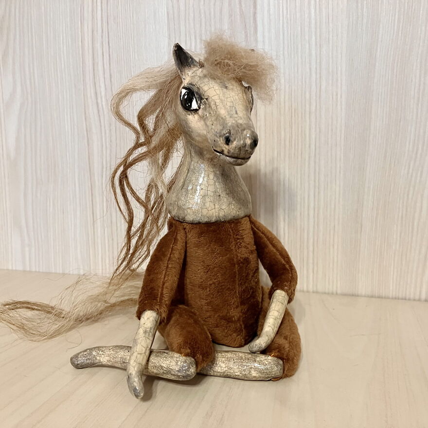Poseable Art Doll Animal Horse Figurine - Ooak Boudoir Doll