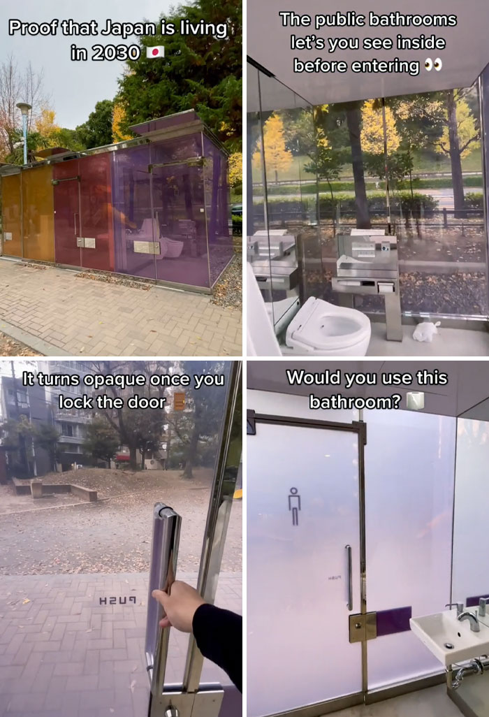These Transparent Public Bathrooms Turn Opaque When You Lock Them
