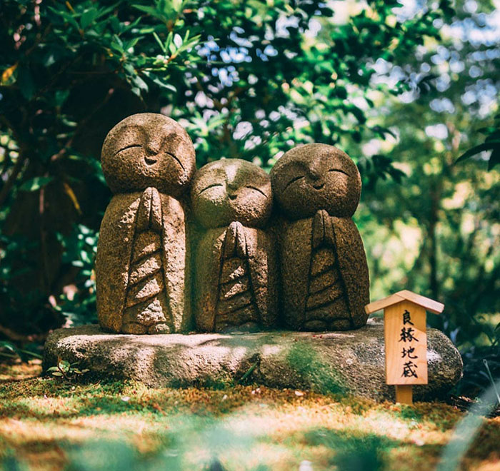Little Jizo Statues In Kamakura