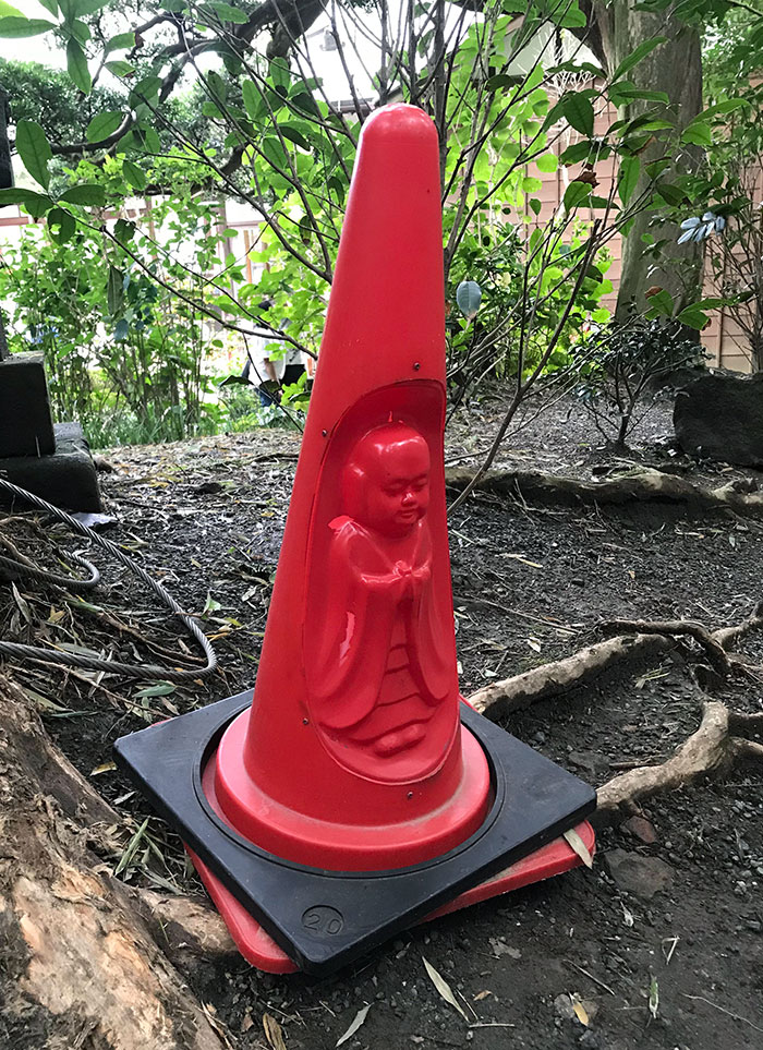 This Monk-Shaped Traffic Cone On Buddhist Temple Grounds In Japan