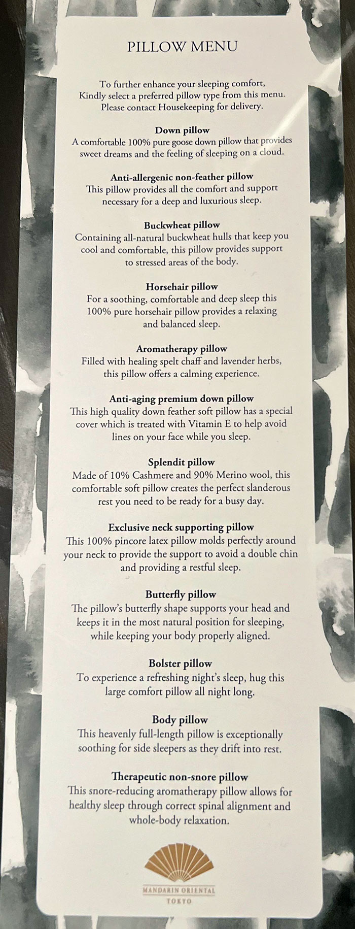 I Found A Pillow Menu In My Hotel Room