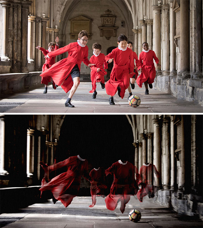 Choristers Playing Football In Westminster Abbey Cloisters