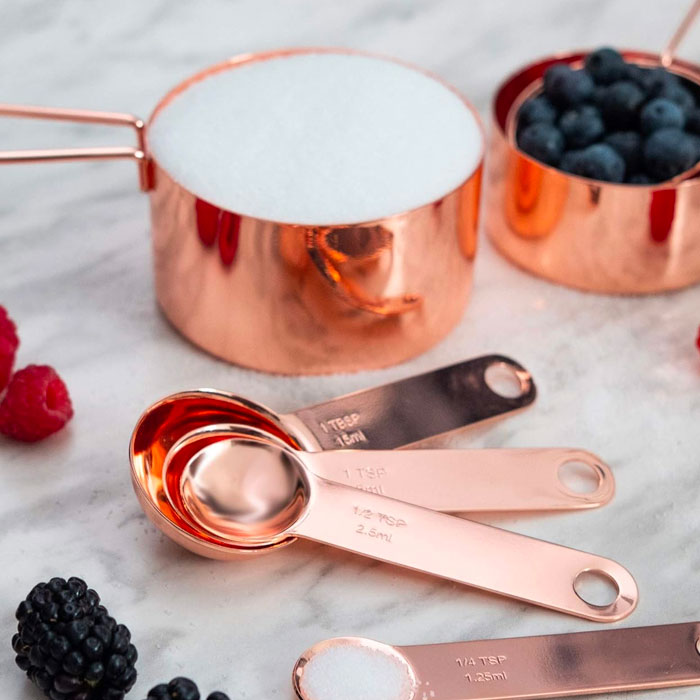 Elevate Your Culinary Experience With STYLED SETTINGS Copper Measuring Cups And Spoons Set: Perfect Precision In Elegant Copper Design!