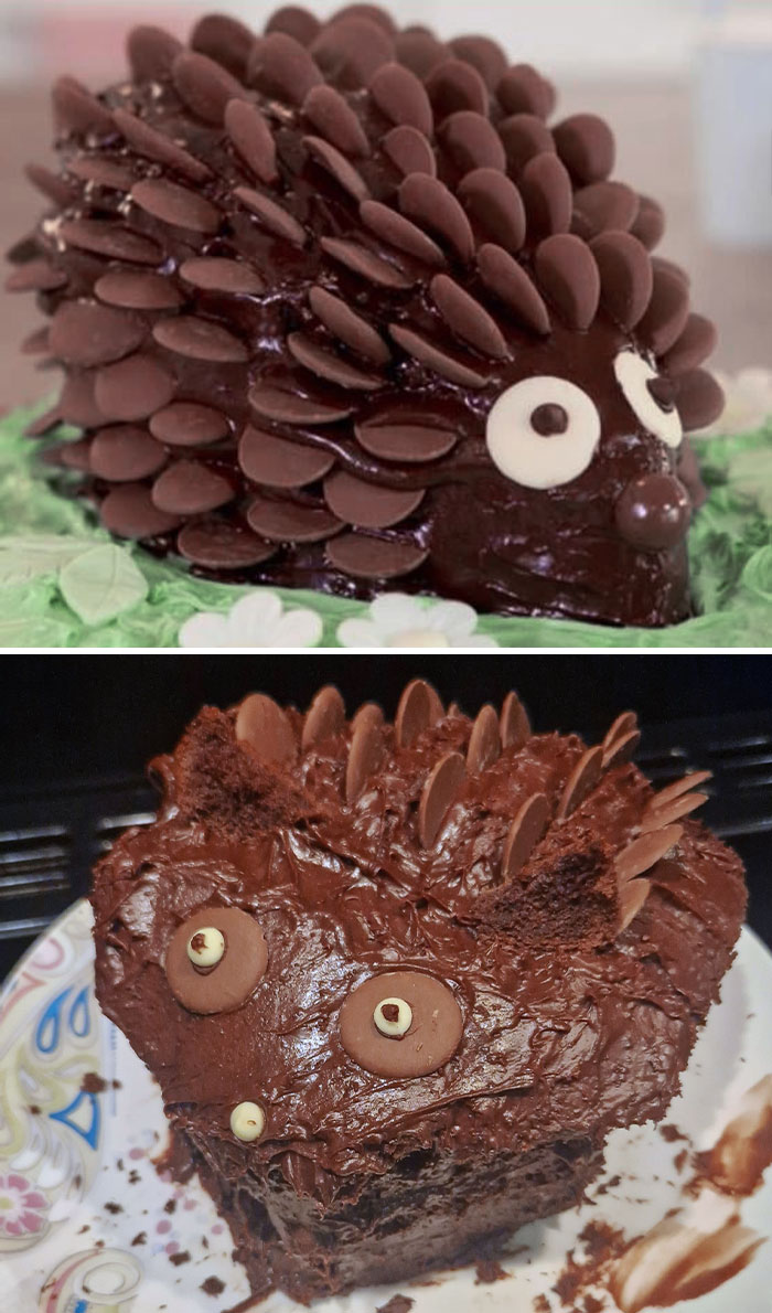 A Betty Crocker Attempt Was Made. I Tried To Make My Mom A Hedgehog Cake For Her Birthday. For Context, I'm 34 She Was Turning 62. Tasted Great