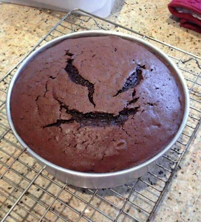 My Cake Naturally Formed An Evil Smiling Face