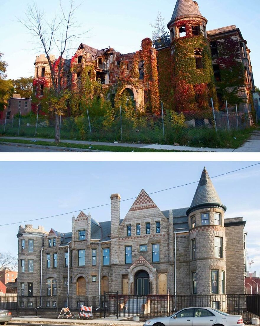Before And After Renovations Of The James Scott Mansion Built In 1897 In Detroit, Mi