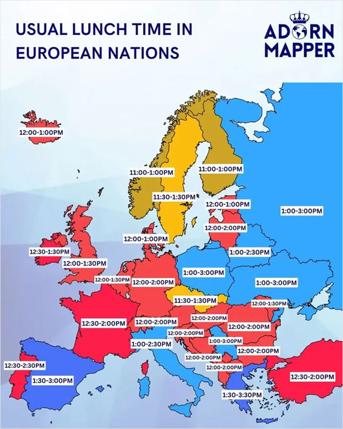 This Map Of ‘Usual Dinner Times’ In Europe Is Going Viral And Sparking Discussions 