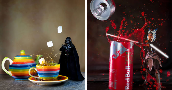 I Made Action Shots Of Pop-Culture Character Figurines And Various Drinks, Here’s 16 Of The Best