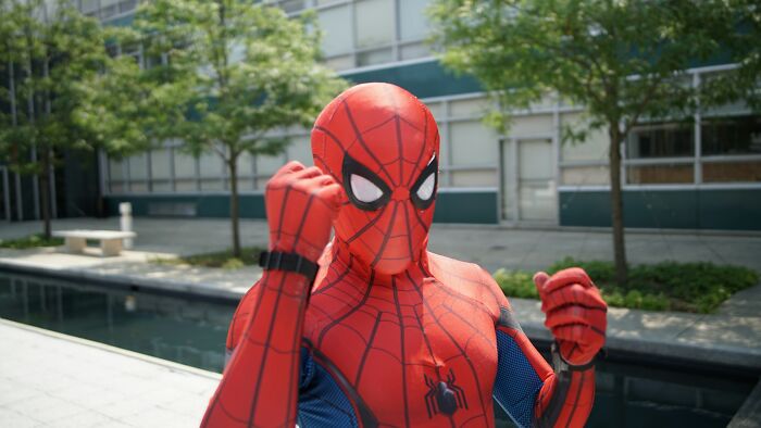 Person wearing Spiderman outfit