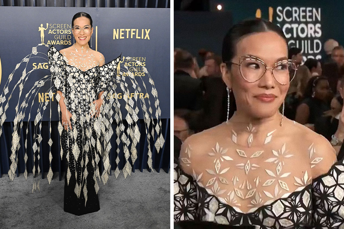 All Eyes Were On Ali Wong And Her Crazy Peacock-Like Dress At The 2024 SAG Awards