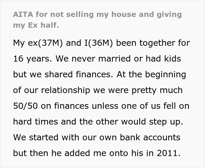 Ex Feels Entitled To Half Of House Sale Earnings, Is Shocked To Be Left With Nothing Ex Feels Entitled To Half Of House Sale Earnings, Is Shocked To Be Left With Nothing