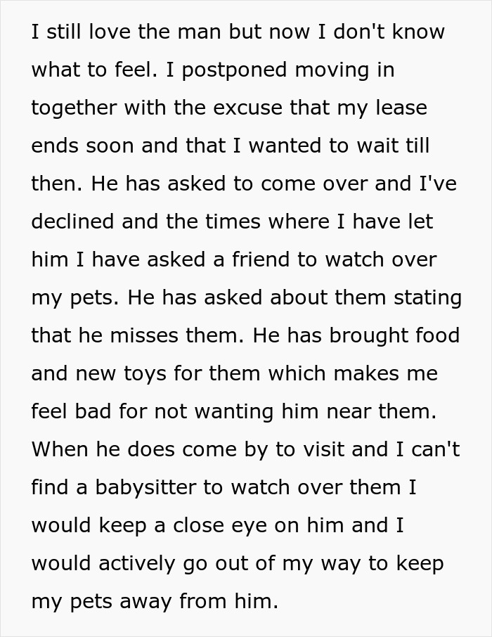 Woman Dumps Her BF After His Parents Warn Her Not To Leave Him Alone With Her Pets Woman Dumps Her BF After His Parents Warn Her Not To Leave Him Alone With Her Pets