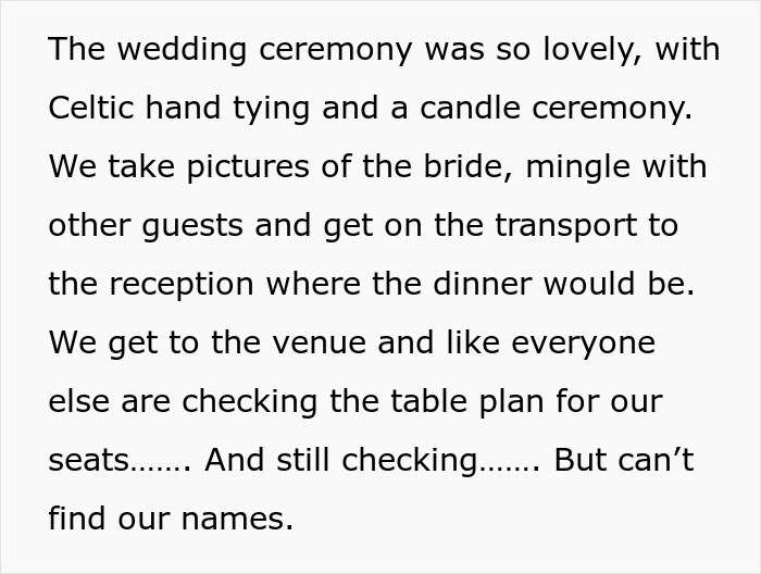 "Always Read The Wedding Invitation Small Print": 2 Guests Leave Wedding Mortified "Always Read The Wedding Invitation Small Print": 2 Guests Leave Wedding Mortified
