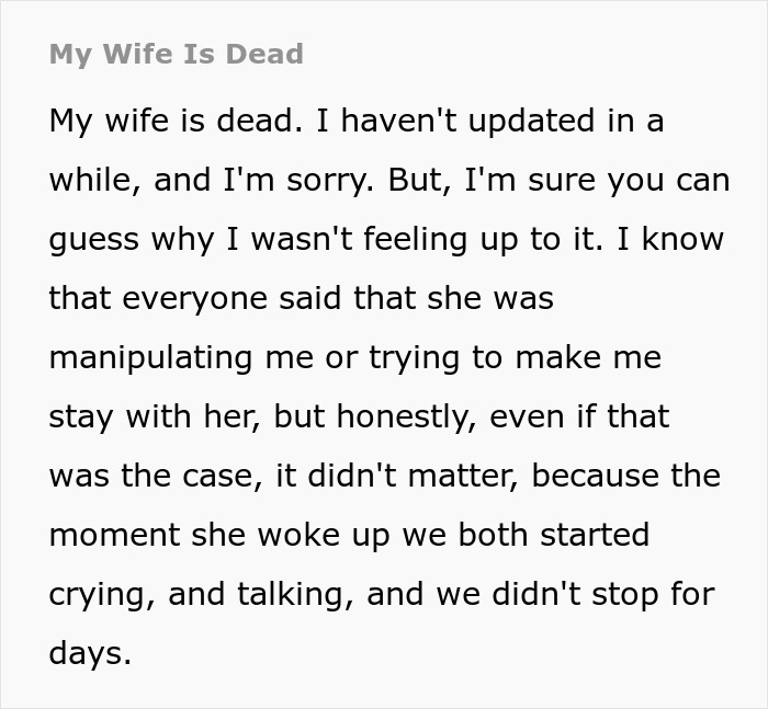 Husband Tries To Figure Out Why His Wife Is Pressuring Him To Take On More Chores, Tragedy Ensues