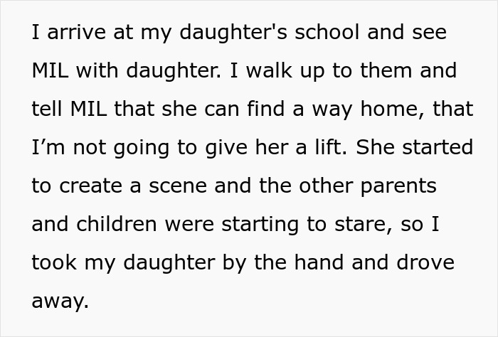 Woman Refuses To Downplay Her Boundary And Leaves MIL In A Parking Lot, Asks If She Was Wrong Woman Refuses To Downplay Her Boundary And Leaves MIL In A Parking Lot, Asks If She Was Wrong