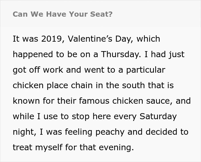 Man Puts Entitled Couple In Their Place, Resumes Enjoying His Chicken Wings Man Puts Entitled Couple In Their Place, Resumes Enjoying His Chicken Wings