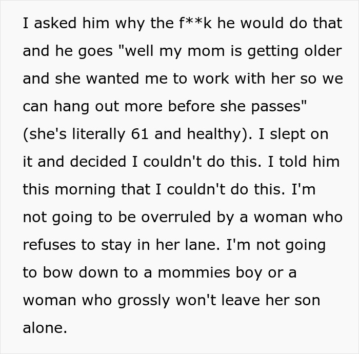 Woman Is Tired Of MIL Acting Like Her Son Is Her Husband, Decides On Divorce