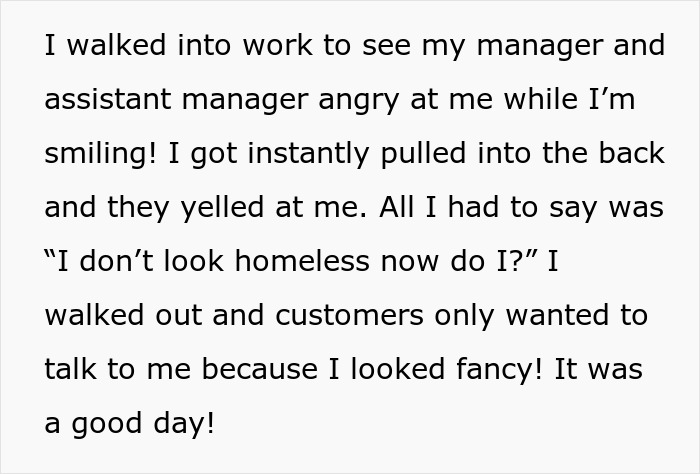 Woman Gets Told Off For Looking Like A Homeless Person At Work, She Comes Back In A Dress And Pearls Woman Gets Told Off For Looking Like A Homeless Person At Work, She Comes Back In A Dress And Pearls